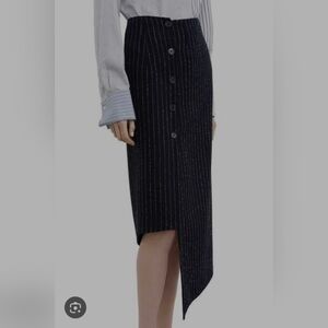 Acne Studios Navy Aysmetrical Pate Pinstripe Skirt - Size 40